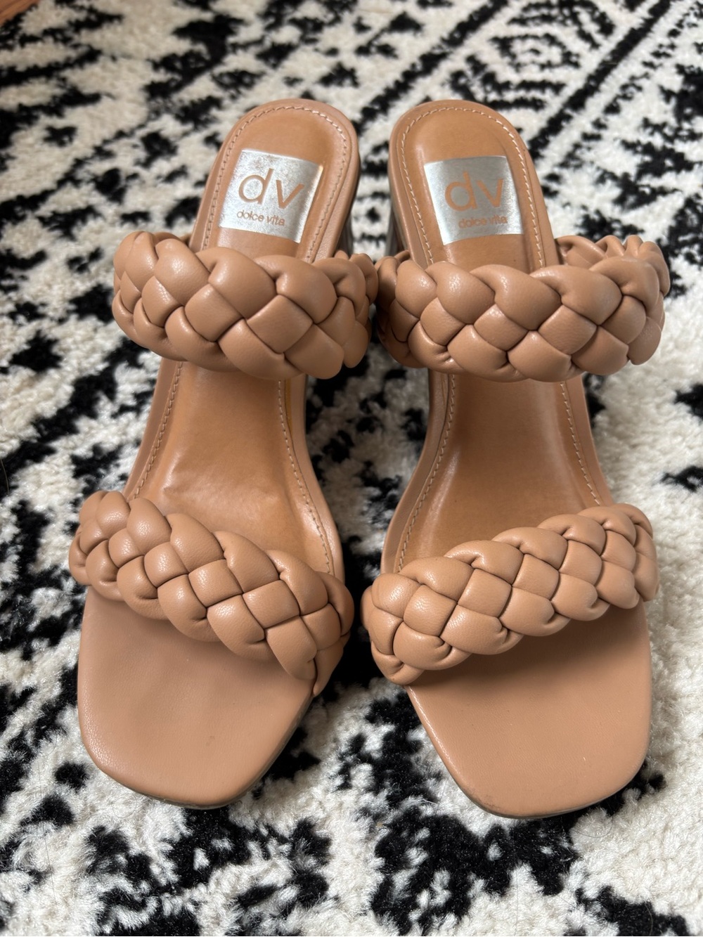 DV by Dolce Vita Tan Braided Double-Strap Slide Heels